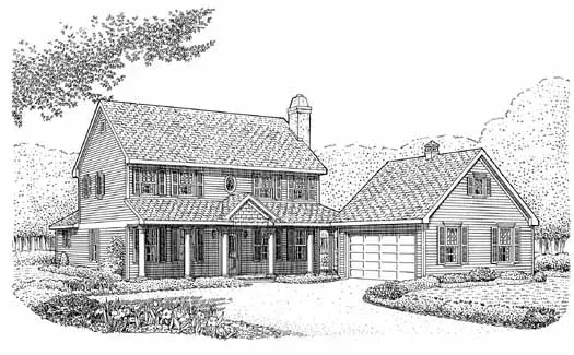 Country house plans 58-189 - front exterior, 2,320 sq ft, 4 bed, 2 bath house plans | Monster House Plans