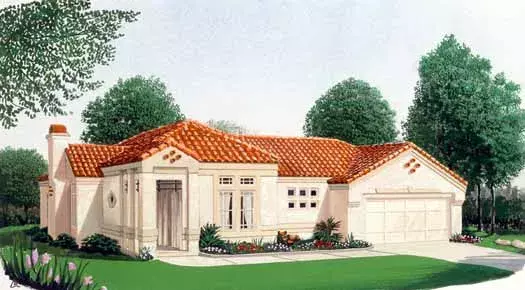 Mediterranean house plans 58-191 - front exterior, 2,360 sq ft, 3 bed, 2 bath house plans | Monster House Plans