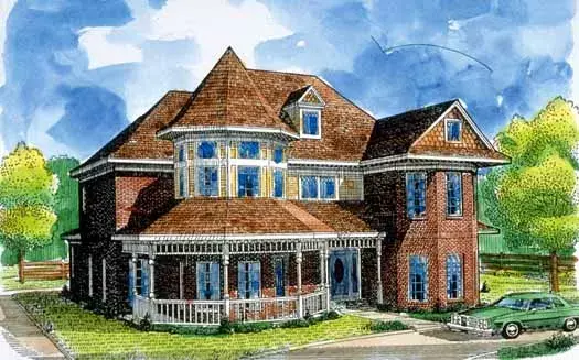 Victorian house plans 58-194 - front exterior, 3,237 sq ft, 4 bed, 3 bath house plans | Monster House Plans