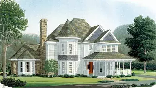 Victorian house plans 58-195 - front exterior, 2,412 sq ft, 3 bed, 3 bath house plans | Monster House Plans
