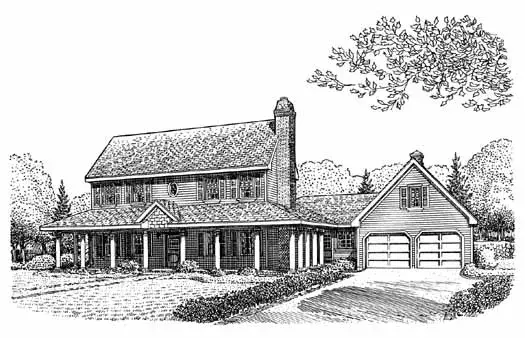 Country house plans 58-196 - front exterior, 2,699 sq ft, 4 bed, 2 bath house plans | Monster House Plans