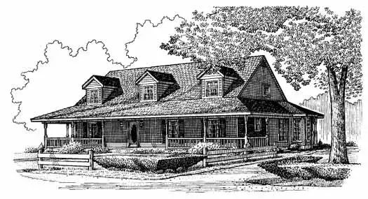 Country house plans 58-197 - front exterior, 2,449 sq ft, 3 bed, 2 bath house plans | Monster House Plans
