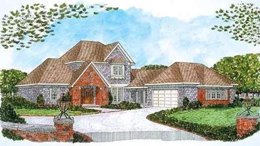 Traditional house plans 58-200 - front exterior, 2,596 sq ft, 4 bed, 3 bath house plans | Monster House Plans
