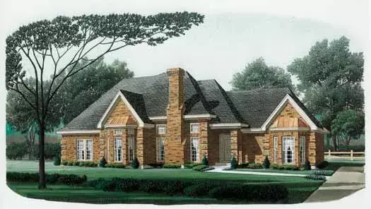 Traditional house plans 58-201 - front exterior, 2,602 sq ft, 4 bed, 3 bath house plans | Monster House Plans
