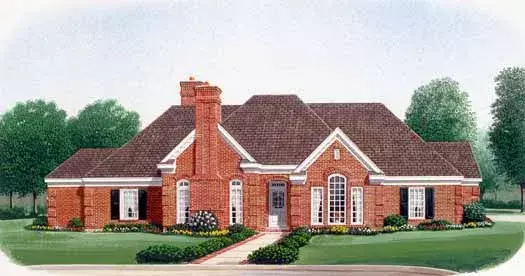 European house plans 58-215 - front exterior, 3,518 sq ft, 3 bed, 3 bath house plans | Monster House Plans