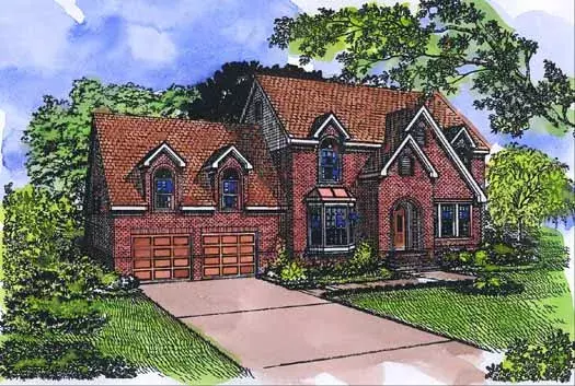 European house plans 58-218 - front exterior, 2,274 sq ft, 3 bed, 2 bath house plans | Monster House Plans