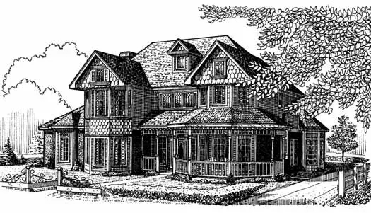 Victorian house plans 58-228 - front exterior, 3,182 sq ft, 4 bed, 3 bath house plans | Monster House Plans