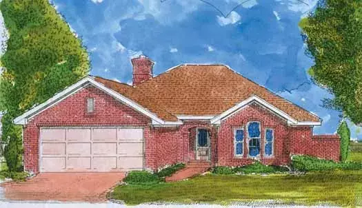 Traditional house plans 58-231 - front exterior, 1,325 sq ft, 3 bed, 2 bath house plans | Monster House Plans