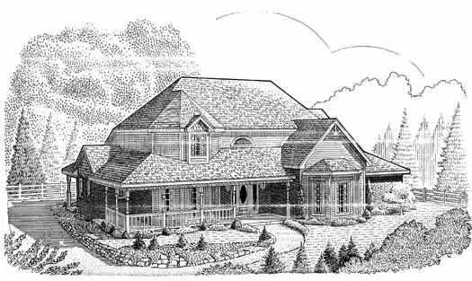 Country house plans 58-234 - front exterior, 3,324 sq ft, 4 bed, 3 bath house plans | Monster House Plans