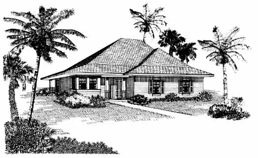 Traditional house plans 58-236 - front exterior, 1,334 sq ft, 3 bed, 2 bath house plans | Monster House Plans