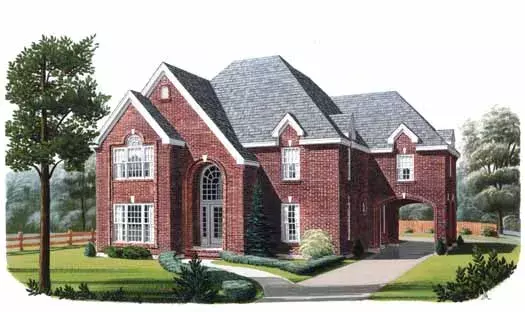 European house plans 58-240 - front exterior, 3,443 sq ft, 4 bed, 3 bath house plans | Monster House Plans