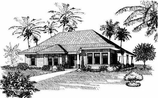 Traditional house plans 58-241 - front exterior, 1,346 sq ft, 3 bed, 2 bath house plans | Monster House Plans