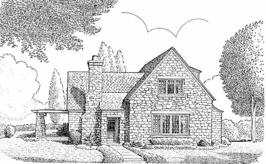 English Country house plans 58-246 - front exterior, 1,370 sq ft, 3 bed, 2 bath house plans | Monster House Plans