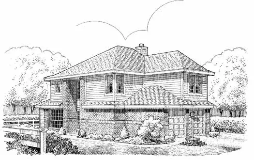 Traditional house plans 58-248 - front exterior, 1,376 sq ft, 3 bed, 2 bath house plans | Monster House Plans
