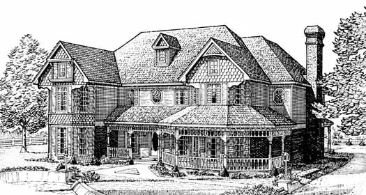 Victorian house plans 58-249 - front exterior, 3,816 sq ft, 3 bed, 4 bath house plans | Monster House Plans