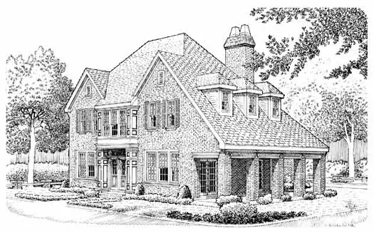 European house plans 58-251 - front exterior, 2,036 sq ft, 3 bed, 2 bath house plans | Monster House Plans
