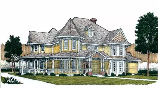 Victorian house plans 58-256 - front exterior, 4,053 sq ft, 4 bed, 3 bath house plans | Monster House Plans