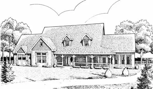 Country house plans 58-264 - front exterior, 3,040 sq ft, 3 bed, 3 bath house plans | Monster House Plans
