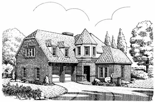 European house plans 58-269 - front exterior, 2,043 sq ft, 3 bed, 2 bath house plans | Monster House Plans