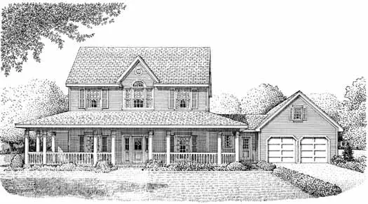 Country house plans 58-272 - front exterior, 2,489 sq ft, 4 bed, 3 bath house plans | Monster House Plans