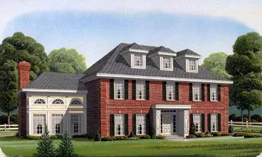 Colonial house plans 58-275 - front exterior, 3,503 sq ft, 5 bed, 3 bath house plans | Monster House Plans