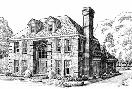 Colonial house plans 58-277 - front exterior, 2,505 sq ft, 3 bed, 3 bath house plans | Monster House Plans