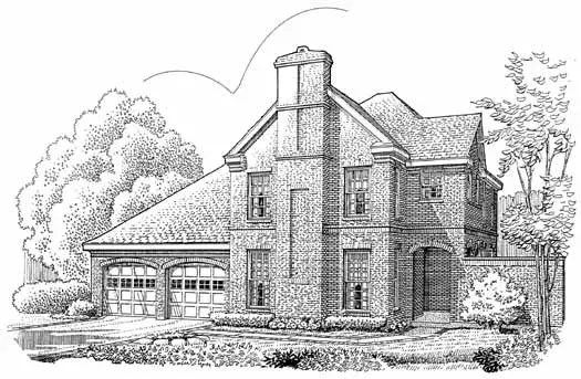 European house plans 58-280 - front exterior, 2,521 sq ft, 2 bed, 3 bath house plans | Monster House Plans