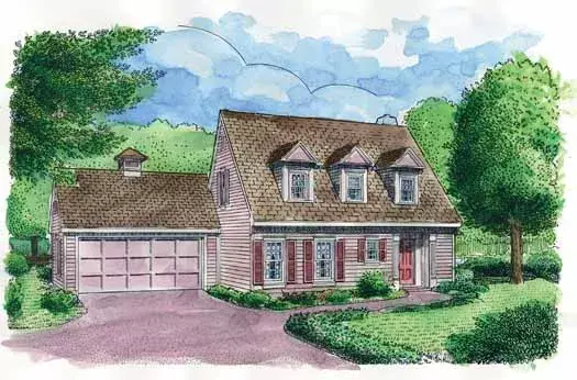 Cape Cod house plans 58-282 - front exterior, 1,526 sq ft, 3 bed, 2 bath house plans | Monster House Plans