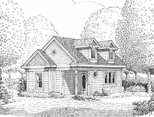 Country house plans 58-289 - front exterior, 566 sq ft, 1 bed, 1 bath house plans | Monster House Plans