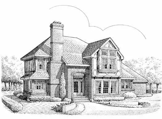 Tudor house plans 58-290 - front exterior, 2,562 sq ft, 3 bed, 2 bath house plans | Monster House Plans