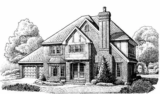 Tudor house plans 58-291 - front exterior, 2,572 sq ft, 4 bed, 2 bath house plans | Monster House Plans