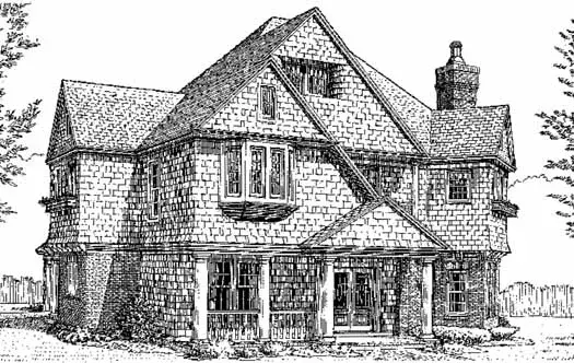 European house plans 58-294 - front exterior, 2,590 sq ft, 3 bed, 2 bath house plans | Monster House Plans