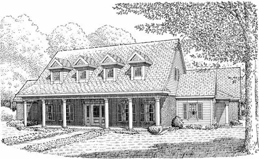 Country house plans 58-298 - front exterior, 3,059 sq ft, 4 bed, 3 bath house plans | Monster House Plans