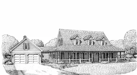 Country house plans 58-300 - front exterior, 2,628 sq ft, 4 bed, 3 bath house plans | Monster House Plans