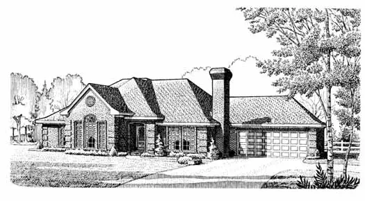 European house plans 58-302 - front exterior, 2,060 sq ft, 3 bed, 2 bath house plans | Monster House Plans