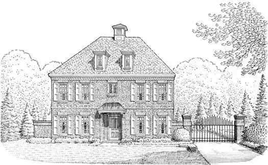 Colonial house plans 58-305 - front exterior, 2,642 sq ft, 3 bed, 3 bath house plans | Monster House Plans