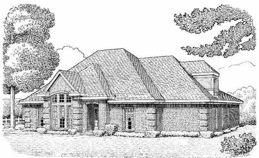 European house plans 58-324 - front exterior, 2,717 sq ft, 3 bed, 2 bath house plans | Monster House Plans