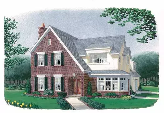 Colonial house plans 58-325 - front exterior, 2,718 sq ft, 4 bed, 2 bath house plans | Monster House Plans