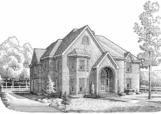 European house plans 58-328 - front exterior, 4,281 sq ft, 5 bed, 4 bath house plans | Monster House Plans