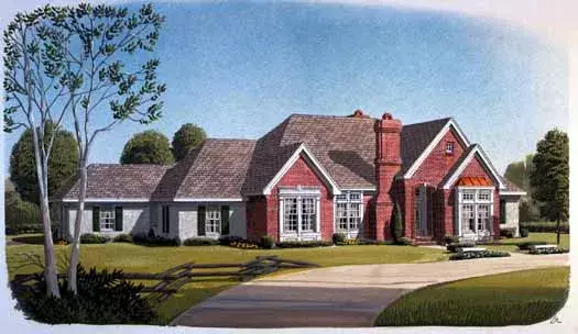 Traditional house plans 58-336 - front exterior, 2,749 sq ft, 4 bed, 3 bath house plans | Monster House Plans