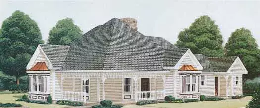 Farmhouse house plans 58-337 - front exterior, 1,753 sq ft, 3 bed, 2 bath house plans | Monster House Plans