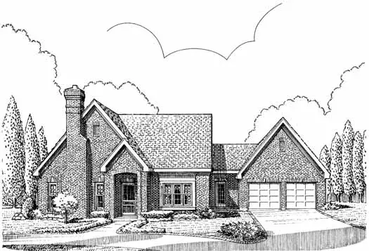 European house plans 58-341 - front exterior, 1,844 sq ft, 3 bed, 2 bath house plans | Monster House Plans