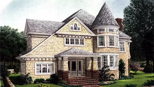 Victorian house plans 58-347 - front exterior, 3,809 sq ft, 4 bed, 4 bath house plans | Monster House Plans