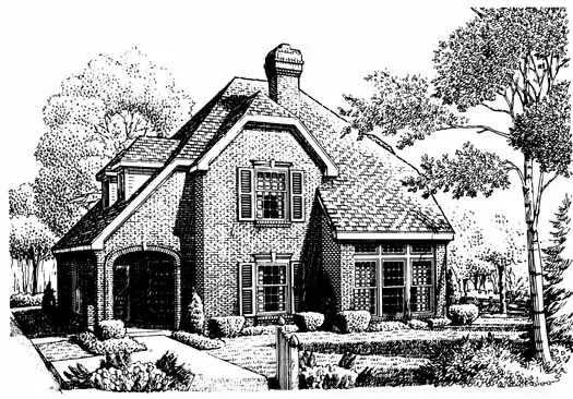 European house plans 58-349 - front exterior, 2,045 sq ft, 3 bed, 2 bath house plans | Monster House Plans