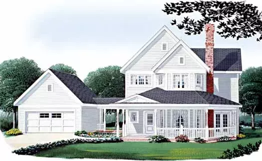 Country house plans 58-352 - front exterior, 1,832 sq ft, 3 bed, 2 bath house plans | Monster House Plans
