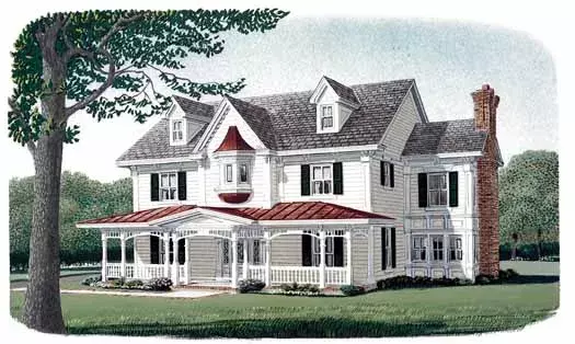 Victorian house plans 58-355 - front exterior, 3,839 sq ft, 4 bed, 3 bath house plans | Monster House Plans
