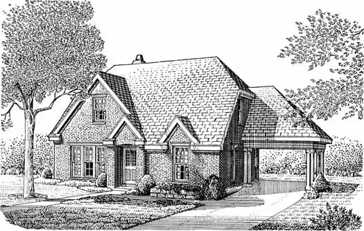 Traditional house plans 58-359 - front exterior, 1,856 sq ft, 3 bed, 2 bath house plans | Monster House Plans