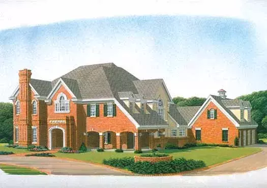 European house plans 58-362 - front exterior, 4,872 sq ft, 5 bed, 5 bath house plans | Monster House Plans