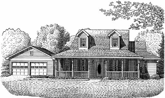 Farmhouse house plans 58-367 - front exterior, 1,882 sq ft, 3 bed, 2 bath house plans | Monster House Plans