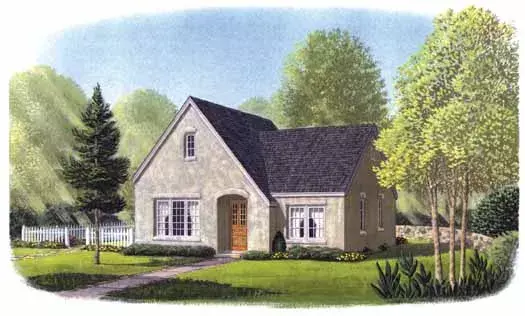European house plans 58-368 - front exterior, 1,029 sq ft, 2 bed, 1 bath house plans | Monster House Plans